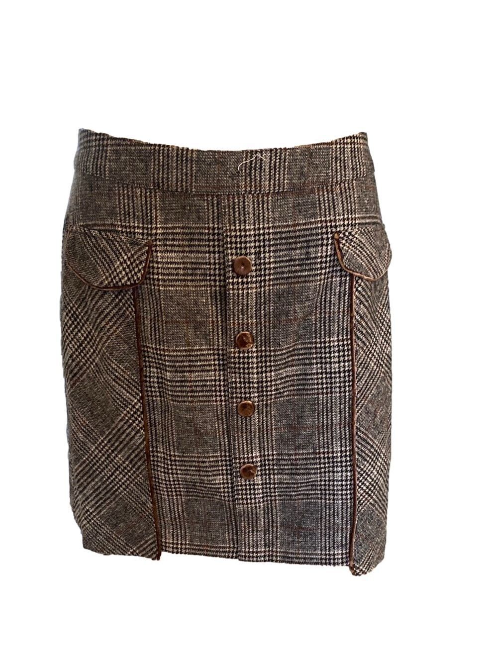 Bagatelle Brown Tan Mini A-Line Cargo Skirt for Work